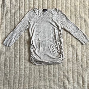 Maternity tan long sleeve knot shirt